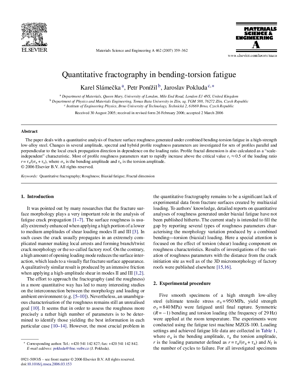 Quantitative fractography in bending-torsion fatigue