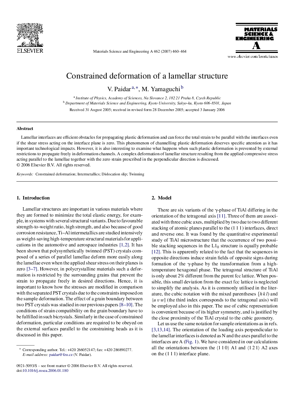 Constrained deformation of a lamellar structure