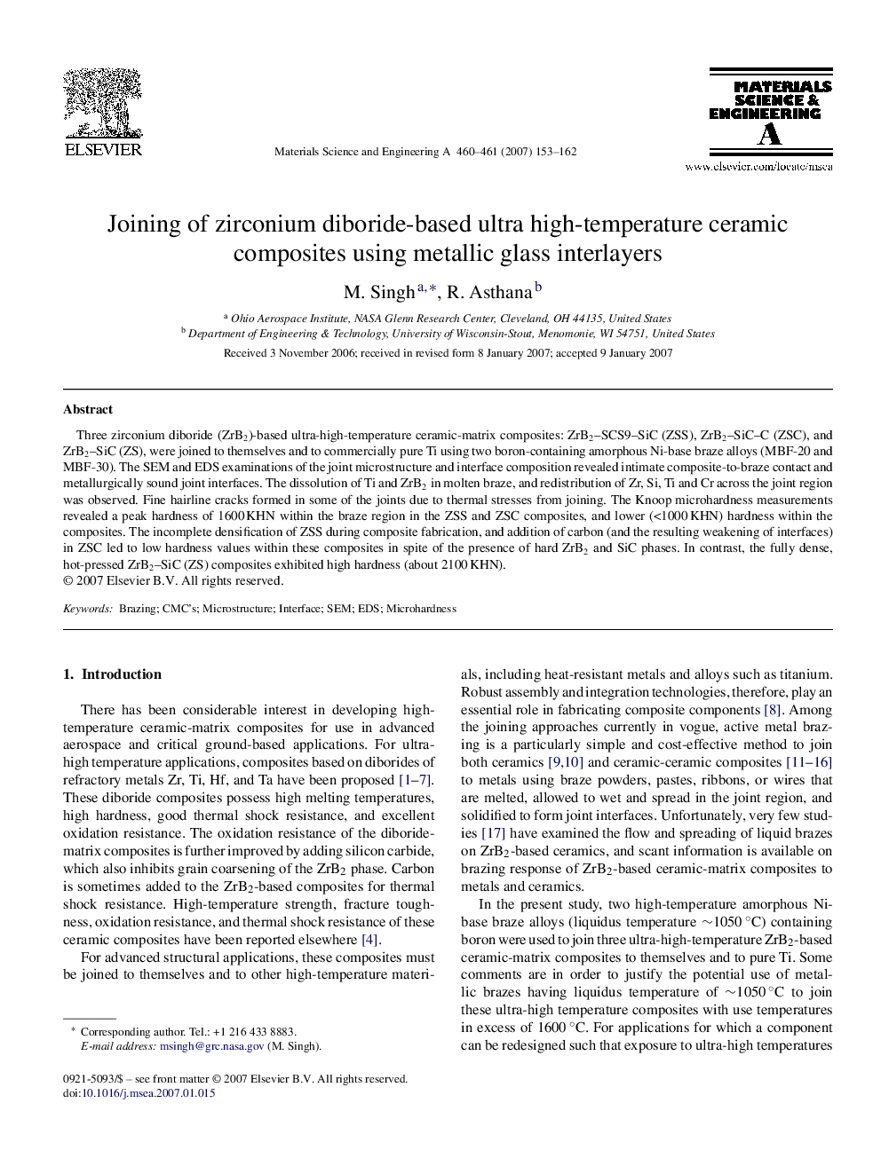 Joining of zirconium diboride-based ultra high-temperature ceramic composites using metallic glass interlayers