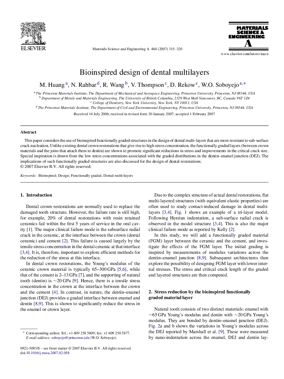 Bioinspired design of dental multilayers