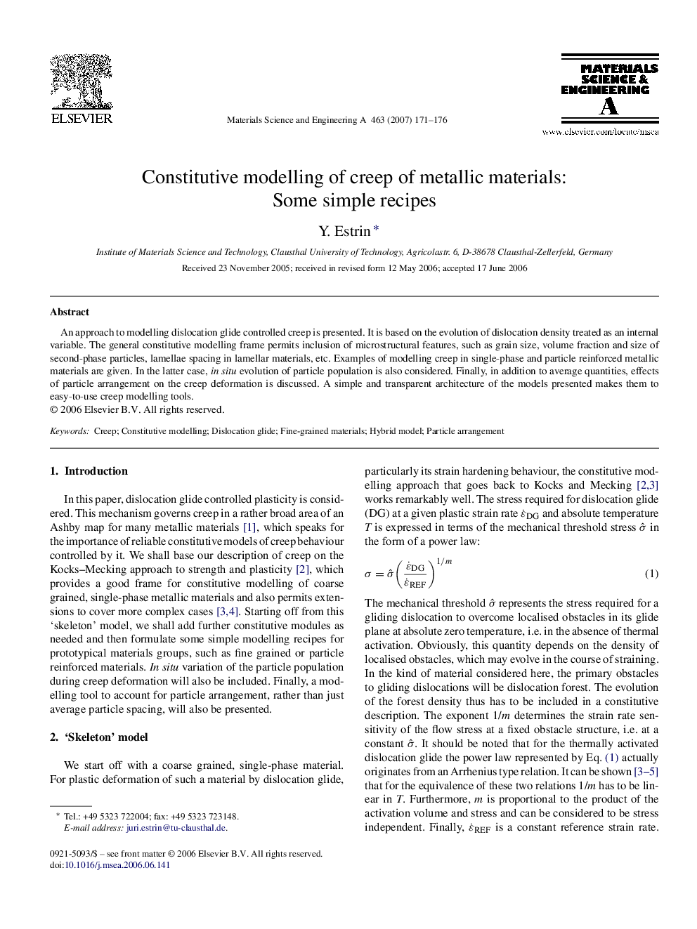 Constitutive modelling of creep of metallic materials: Some simple recipes