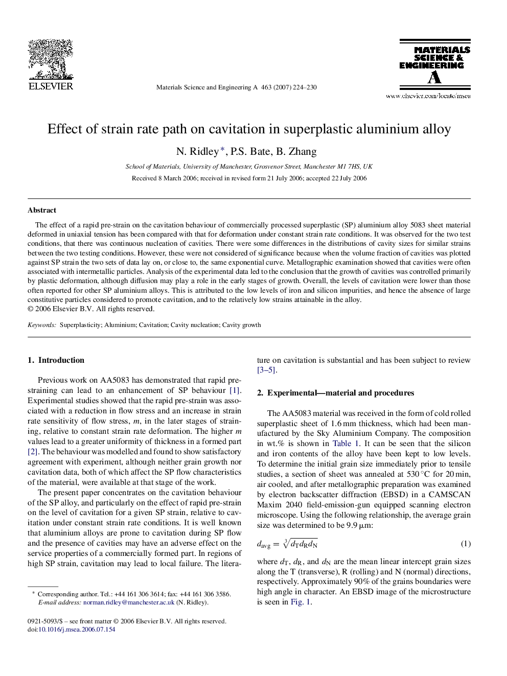 Effect of strain rate path on cavitation in superplastic aluminium alloy