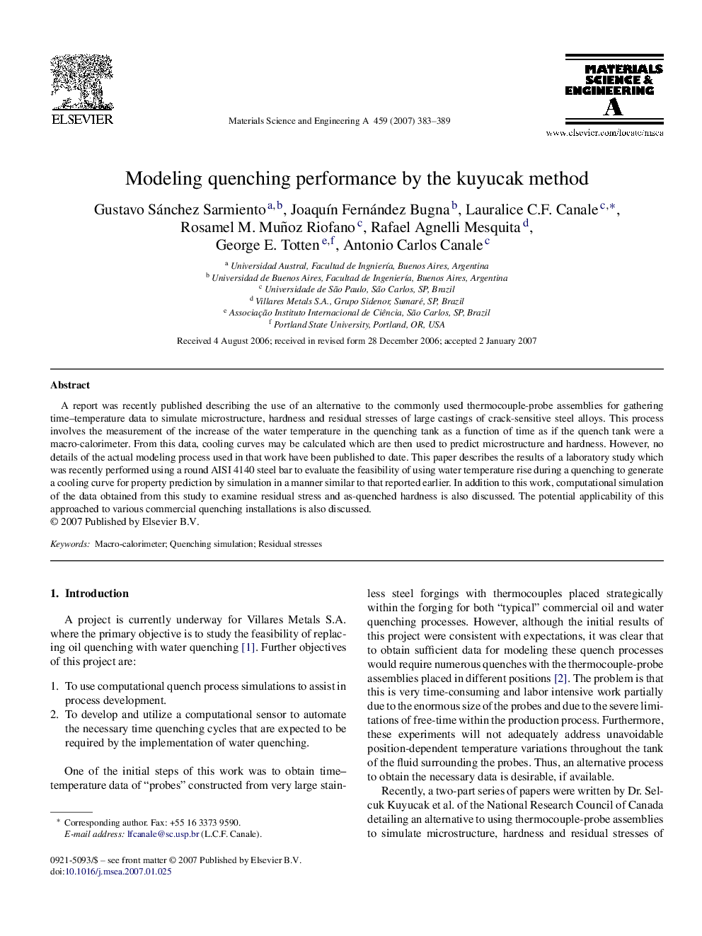 Modeling quenching performance by the kuyucak method