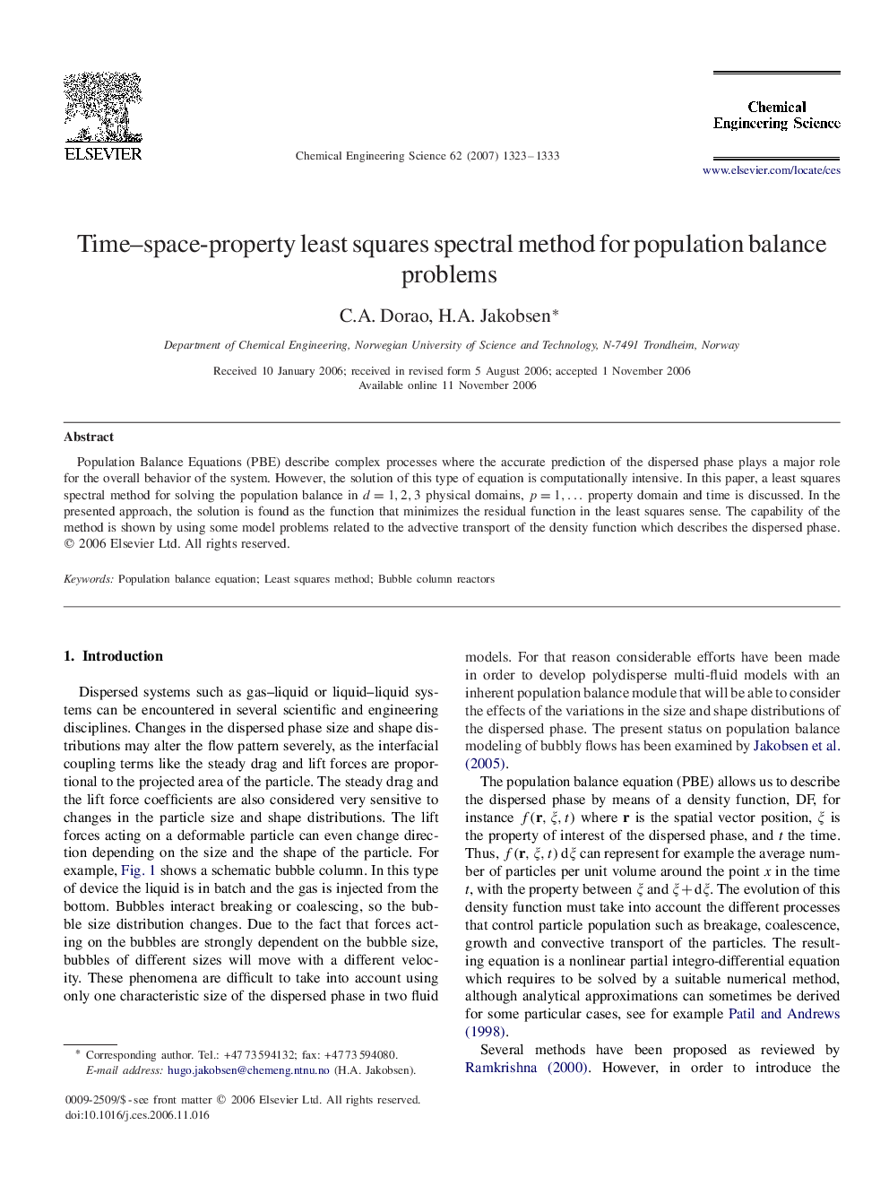 Time-space-property least squares spectral method for population balance problems