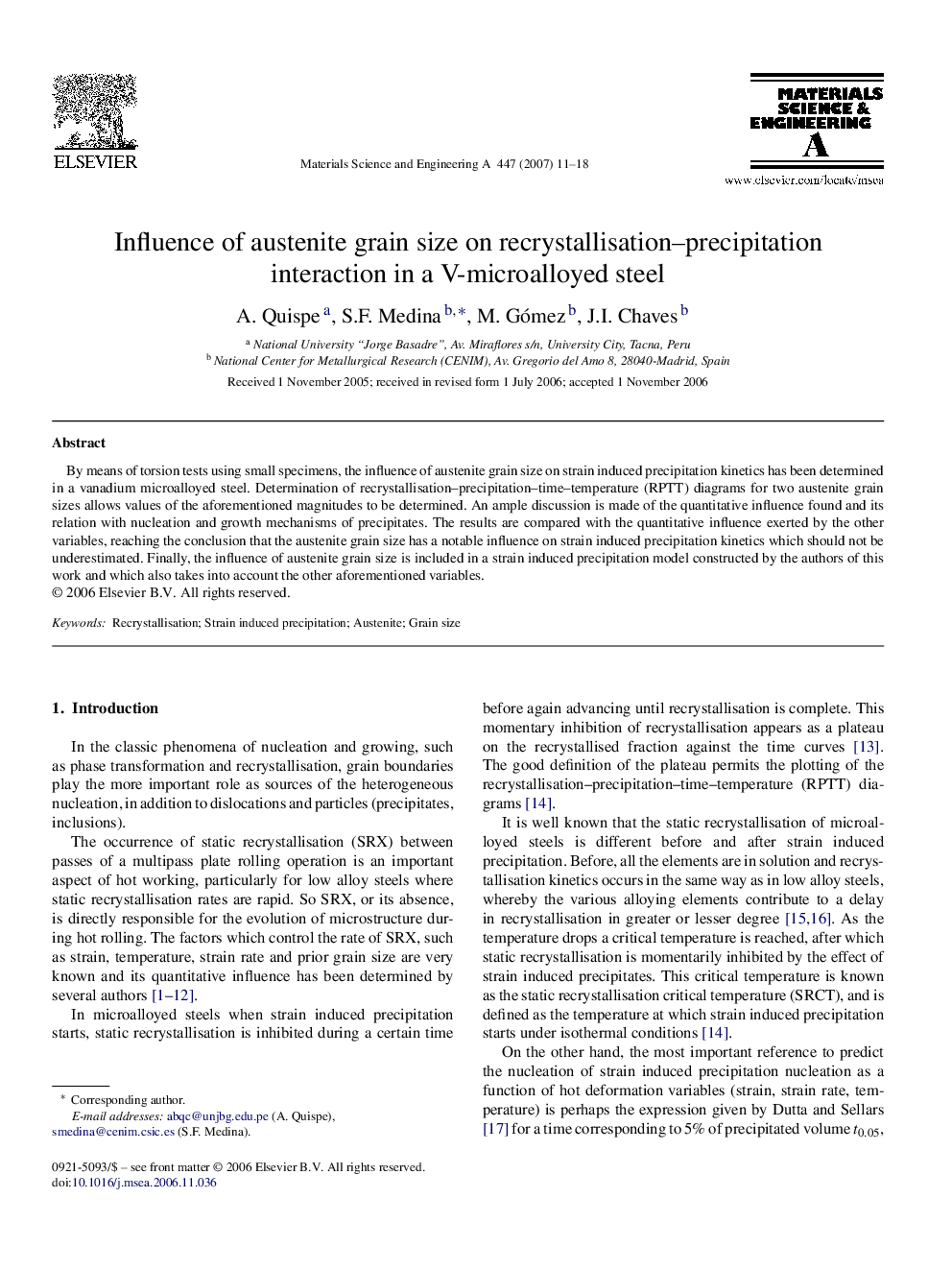 Influence of austenite grain size on recrystallisation–precipitation interaction in a V-microalloyed steel