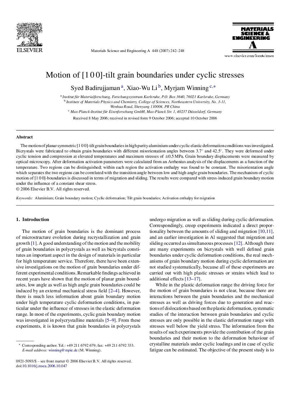 Motion of [1 0 0]-tilt grain boundaries under cyclic stresses