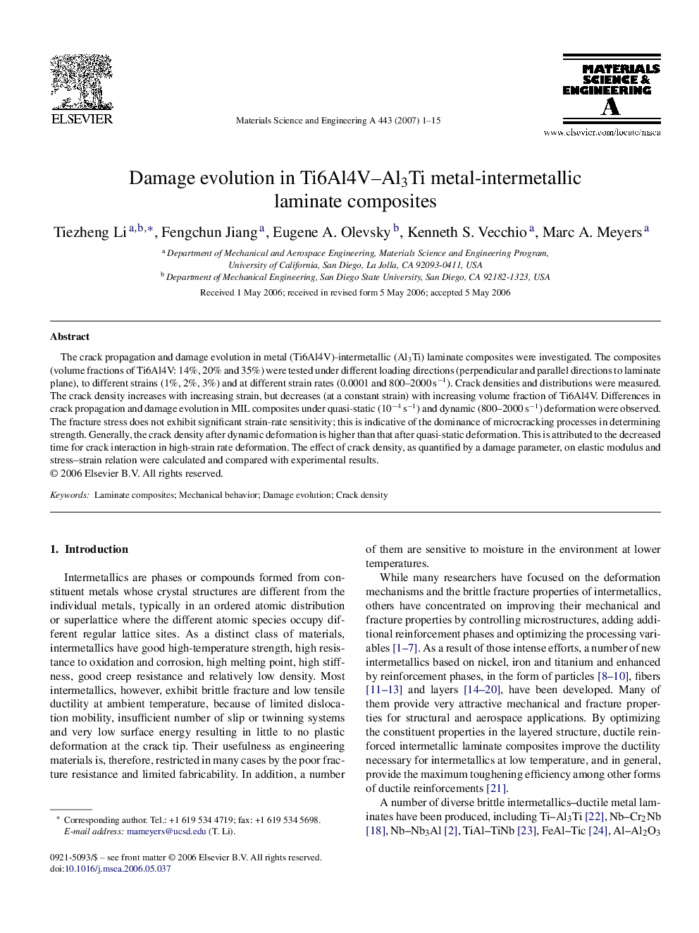 Damage evolution in Ti6Al4V-Al3Ti metal-intermetallic laminate composites