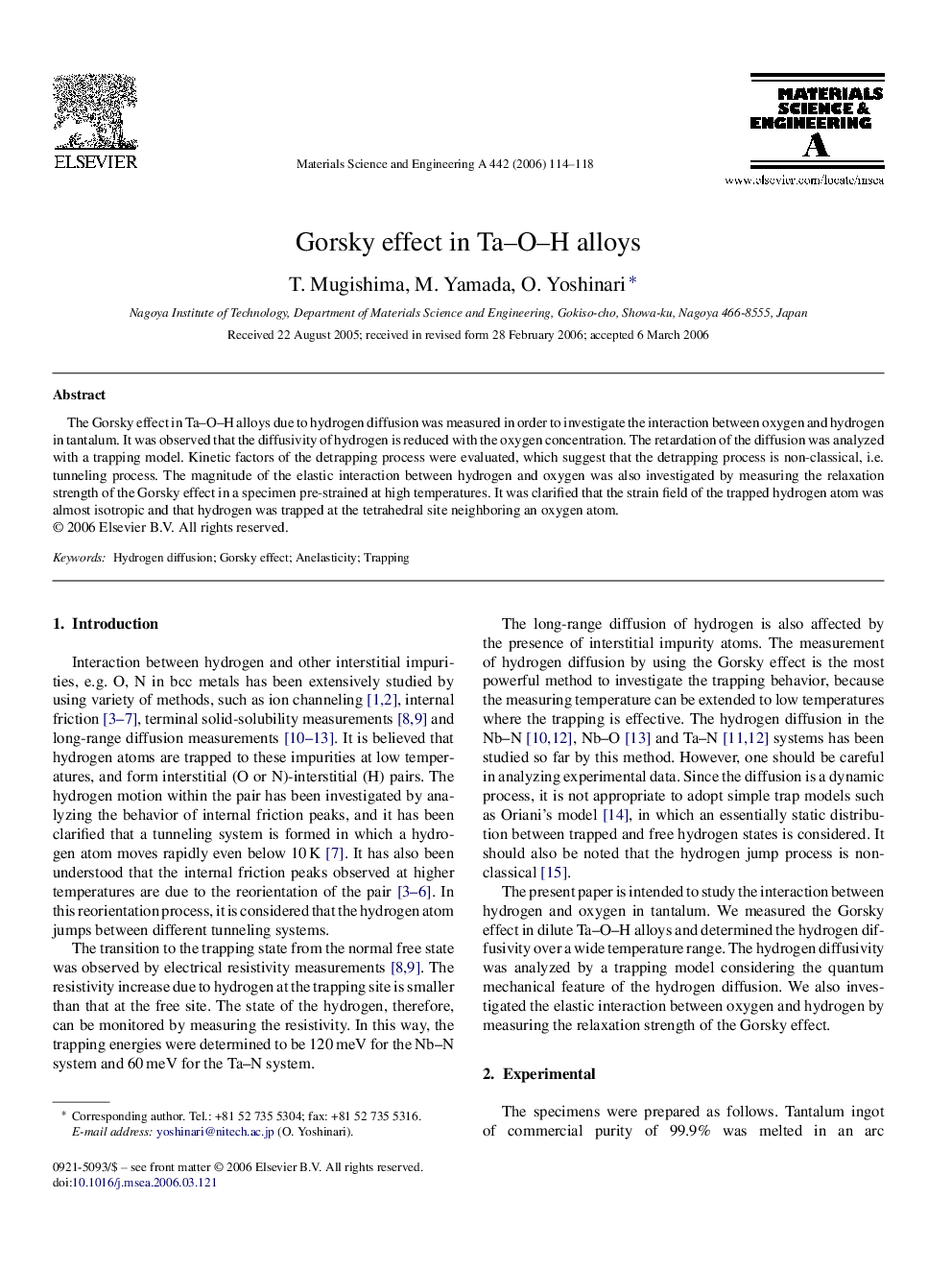 Gorsky effect in Ta-O-H alloys