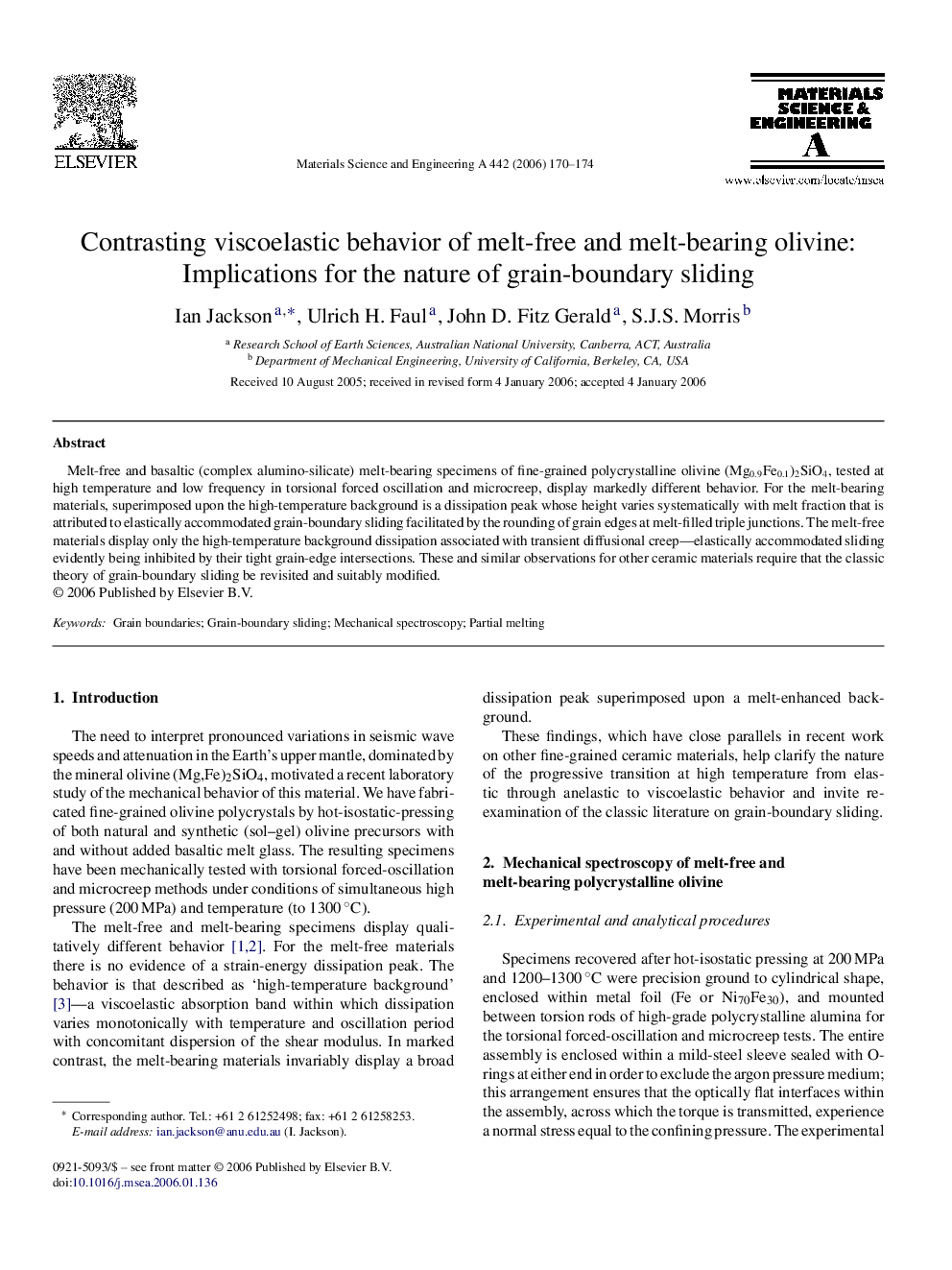 Contrasting viscoelastic behavior of melt-free and melt-bearing olivine: Implications for the nature of grain-boundary sliding