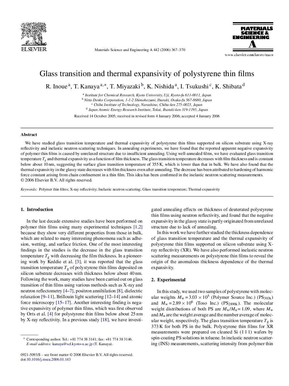 Glass transition and thermal expansivity of polystyrene thin films