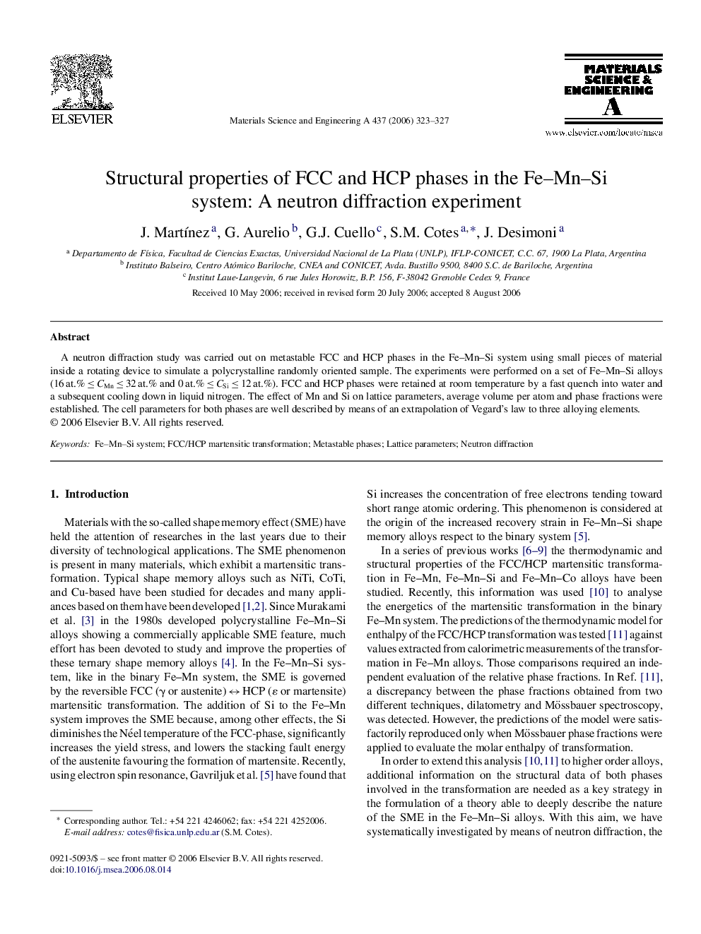 Structural properties of FCC and HCP phases in the Fe–Mn–Si system: A neutron diffraction experiment