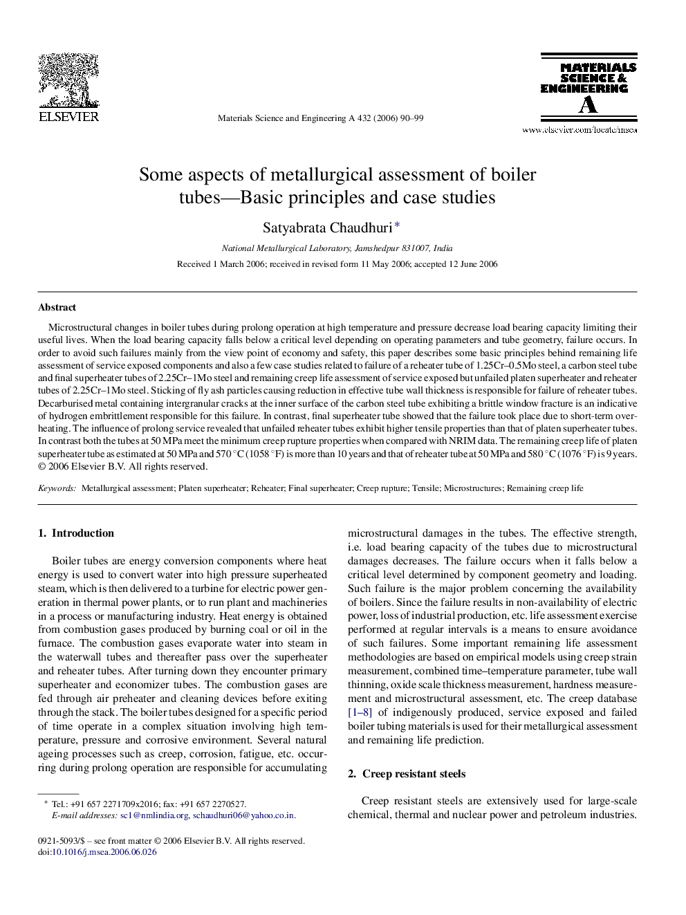 Some aspects of metallurgical assessment of boiler tubes—Basic principles and case studies