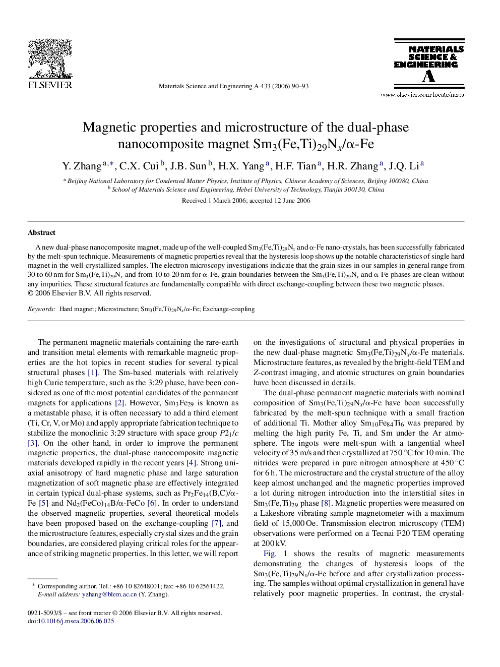 Magnetic properties and microstructure of the dual-phase nanocomposite magnet Sm3(Fe,Ti)29Nx/α-Fe