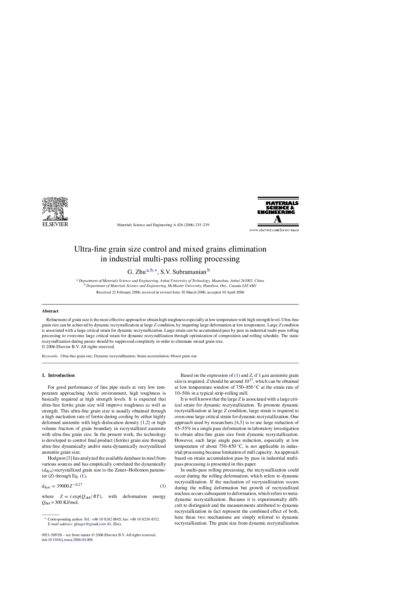 Ultra-fine grain size control and mixed grains elimination in industrial multi-pass rolling processing