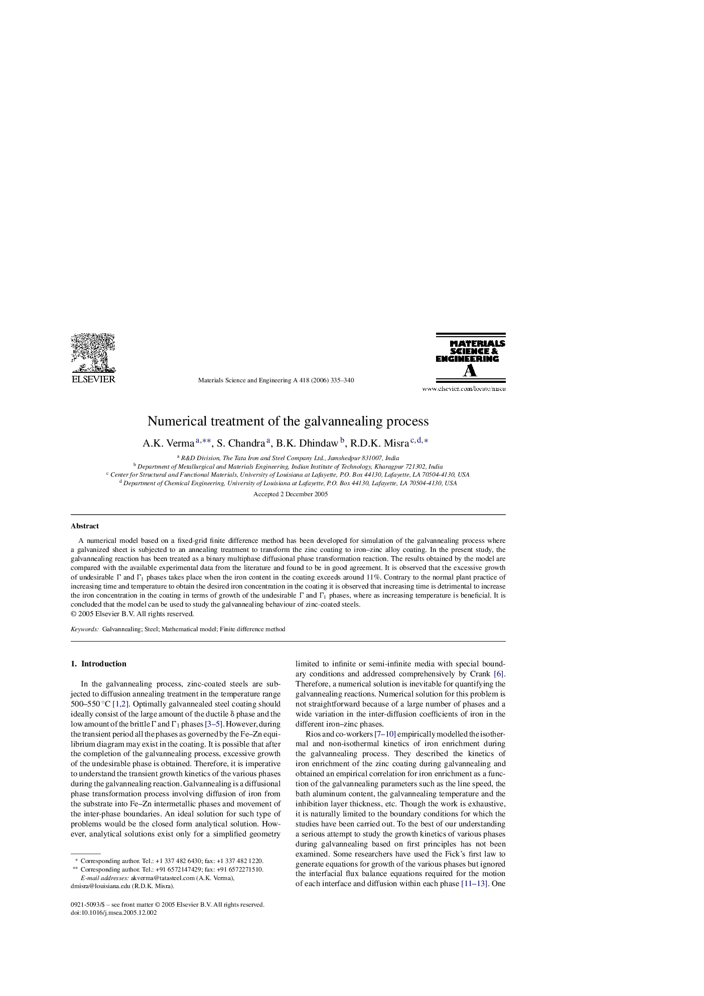 Numerical treatment of the galvannealing process