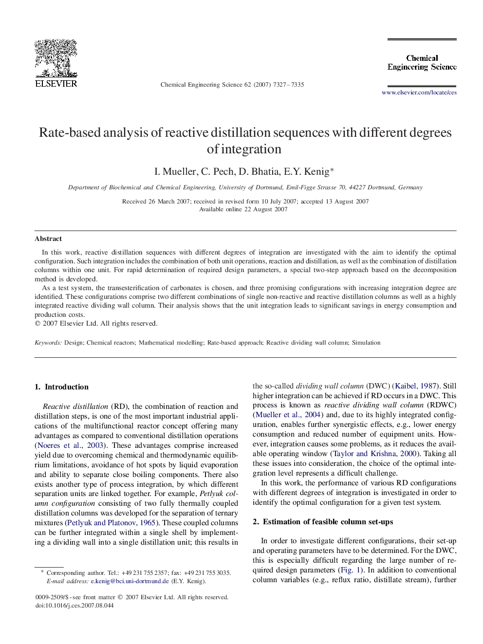 Rate-based analysis of reactive distillation sequences with different degrees of integration