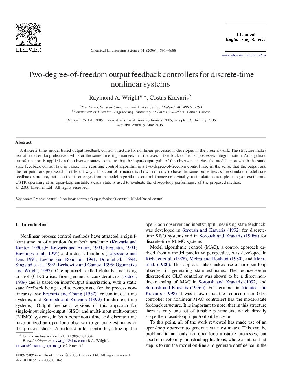 عکس صفحه اول مقاله: Two-degree-of-freedom output feedback controllers for discrete-time nonlinear systems Two-degree-of-freedom output feedback controllers for discrete-time nonlinear systems