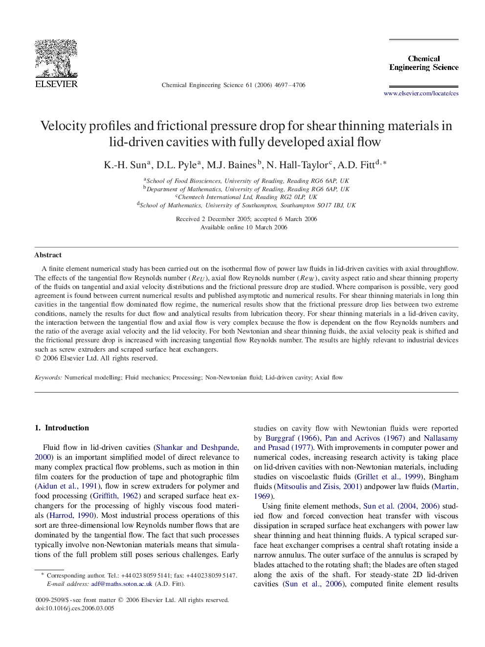 Velocity profiles and frictional pressure drop for shear thinning materials in lid-driven cavities with fully developed axial flow