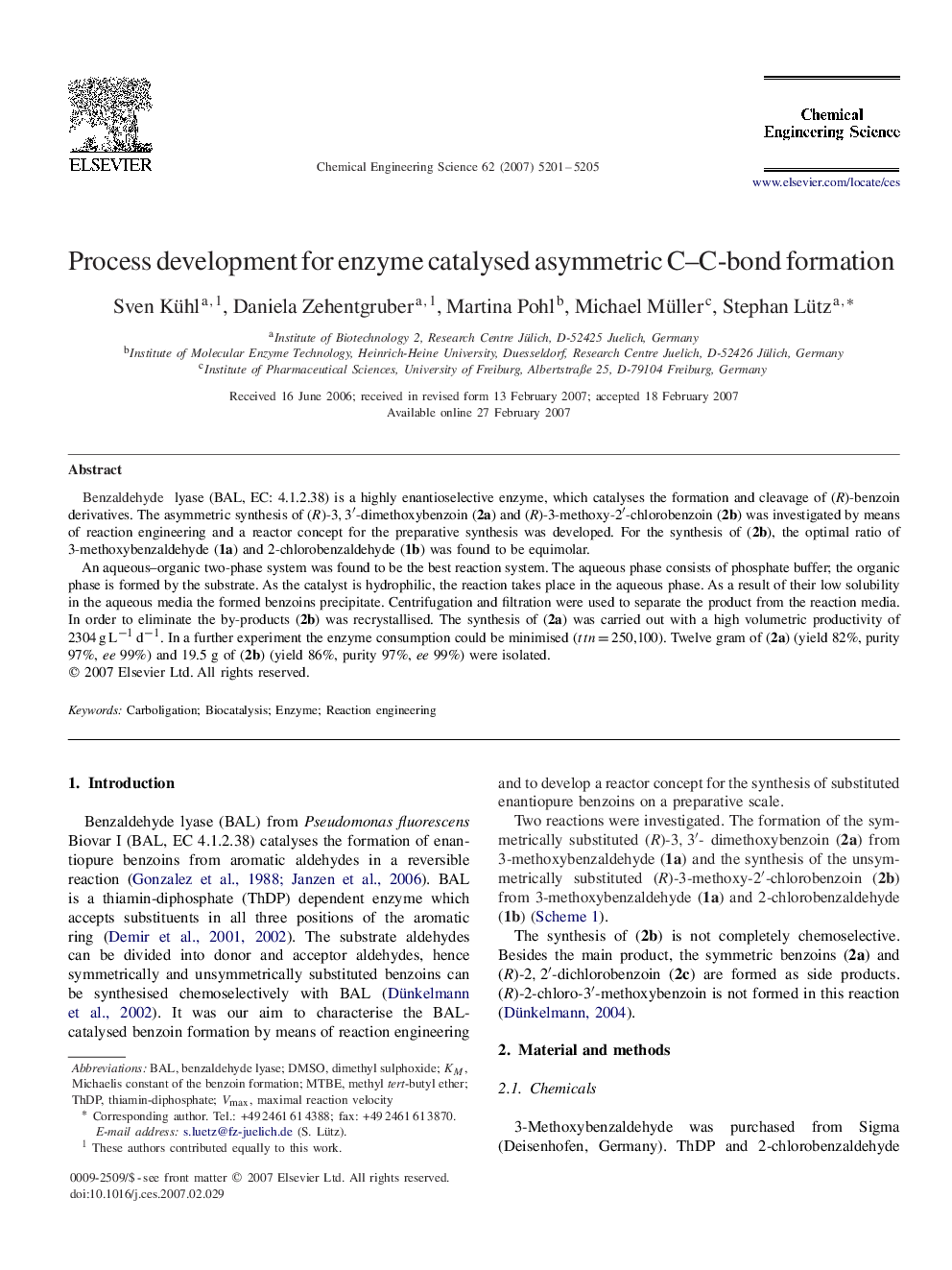 Process development for enzyme catalysed asymmetric C–C-bond formation