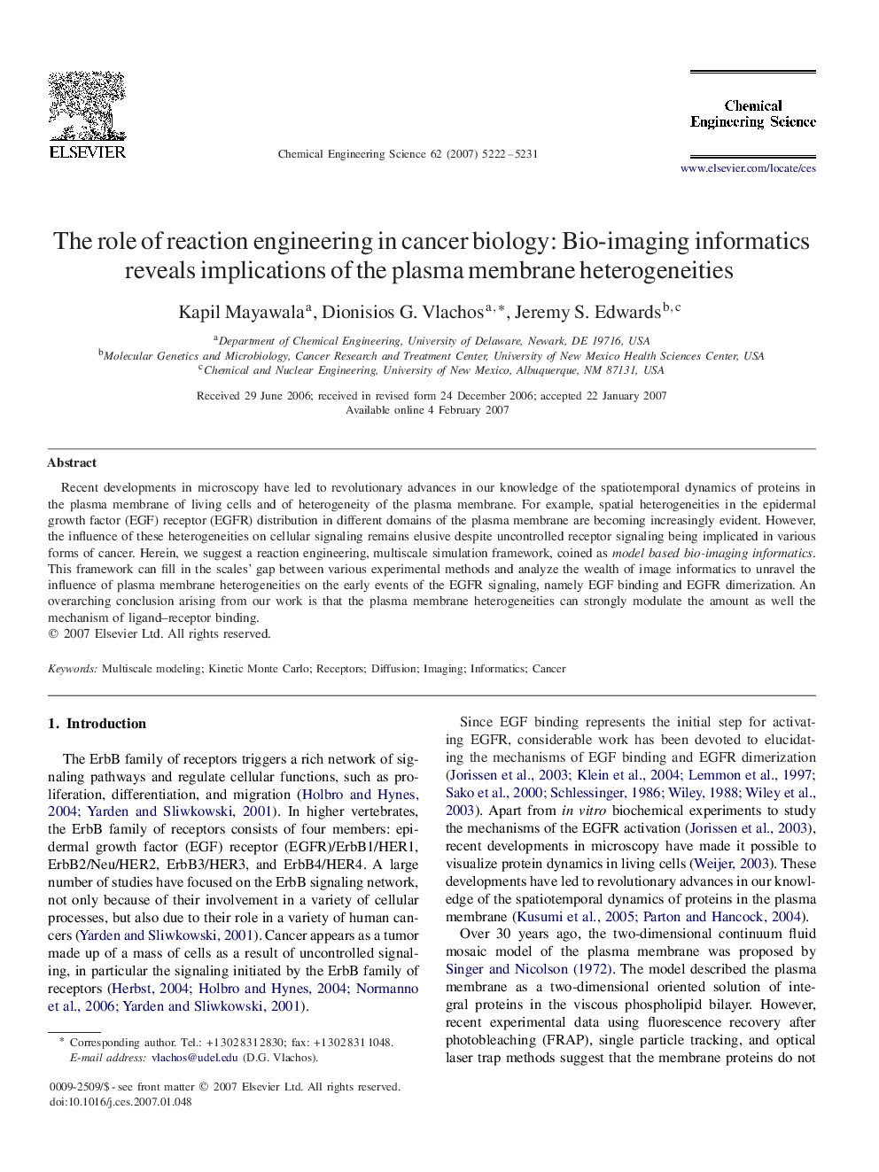 The role of reaction engineering in cancer biology: Bio-imaging informatics reveals implications of the plasma membrane heterogeneities