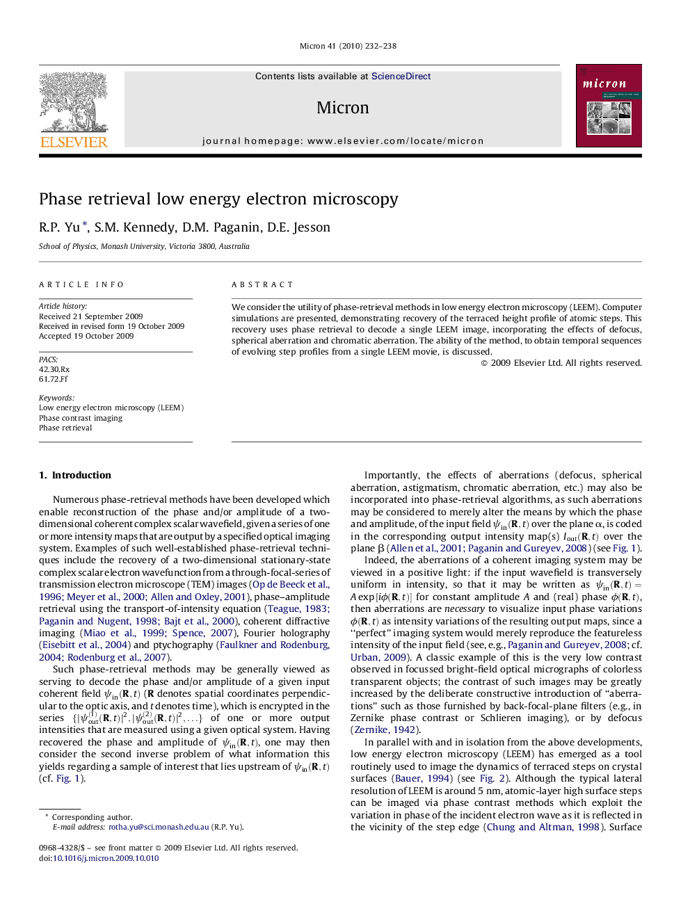 Phase retrieval low energy electron microscopy