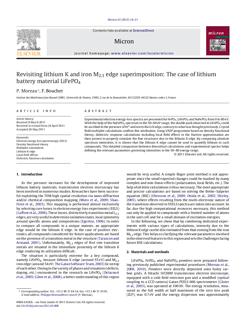 Revisiting lithium K and iron M2,3 edge superimposition: The case of lithium battery material LiFePO4