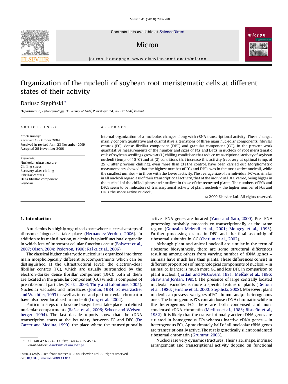 Organization of the nucleoli of soybean root meristematic cells at different states of their activity