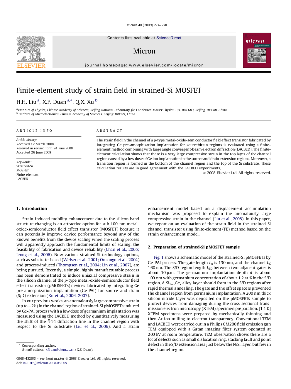 Finite-element study of strain field in strained-Si MOSFET