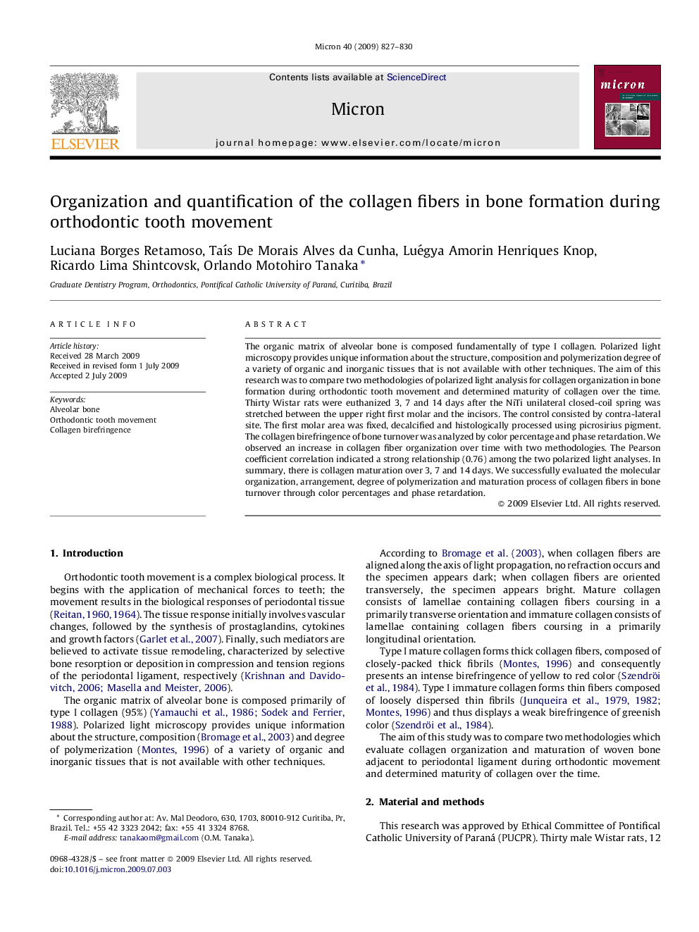 Organization and quantification of the collagen fibers in bone formation during orthodontic tooth movement