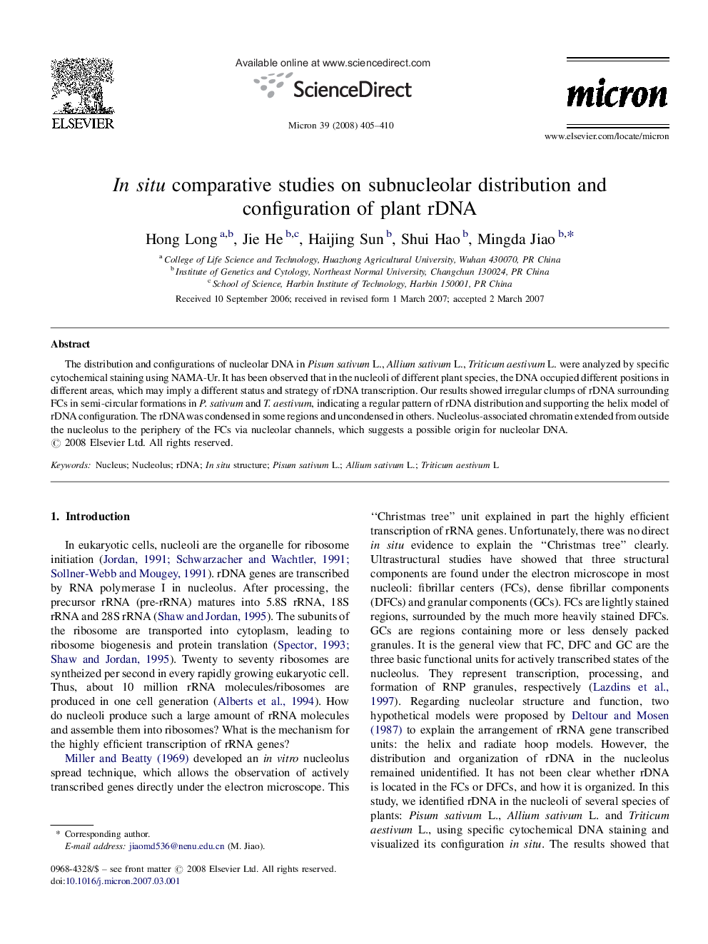 In situ comparative studies on subnucleolar distribution and configuration of plant rDNA