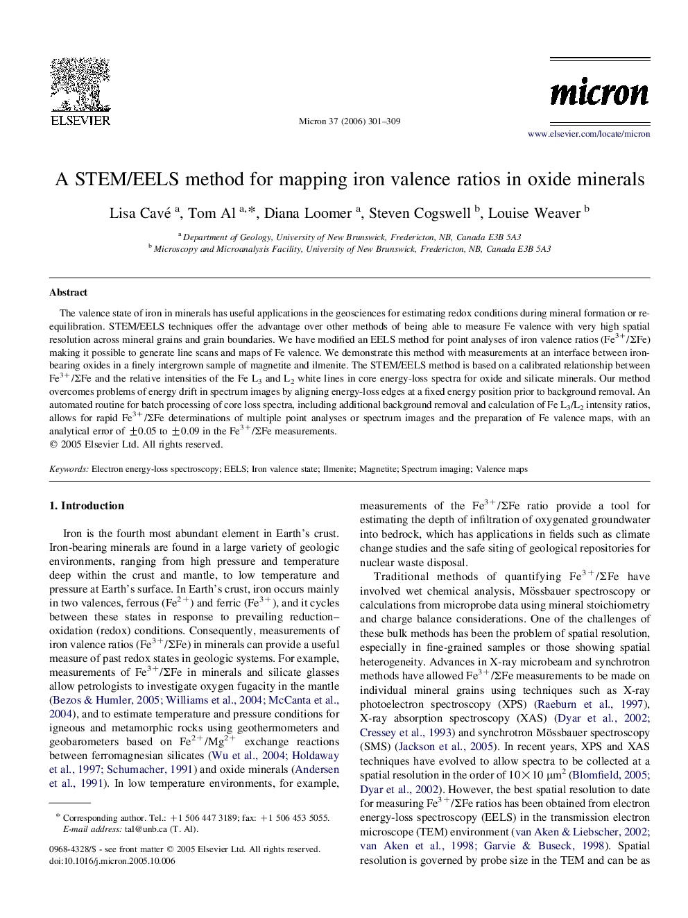 A STEM/EELS method for mapping iron valence ratios in oxide minerals