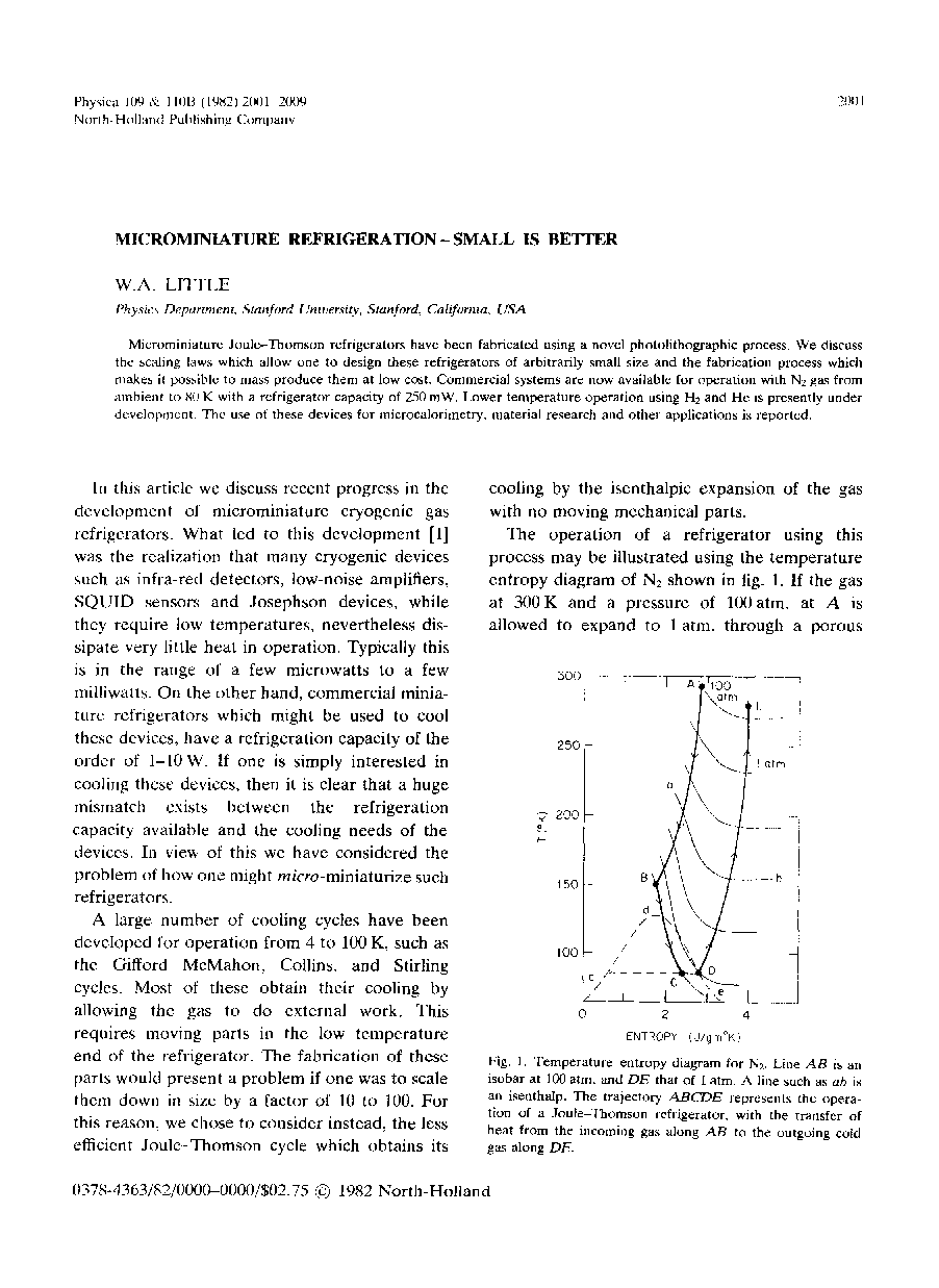 Microminiature refrigeration - small is better