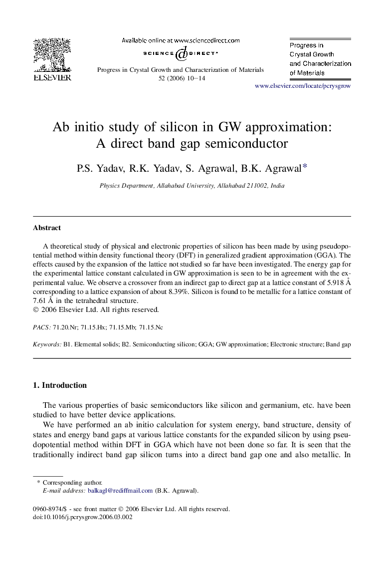 Ab initio study of silicon in GW approximation: A direct band gap semiconductor