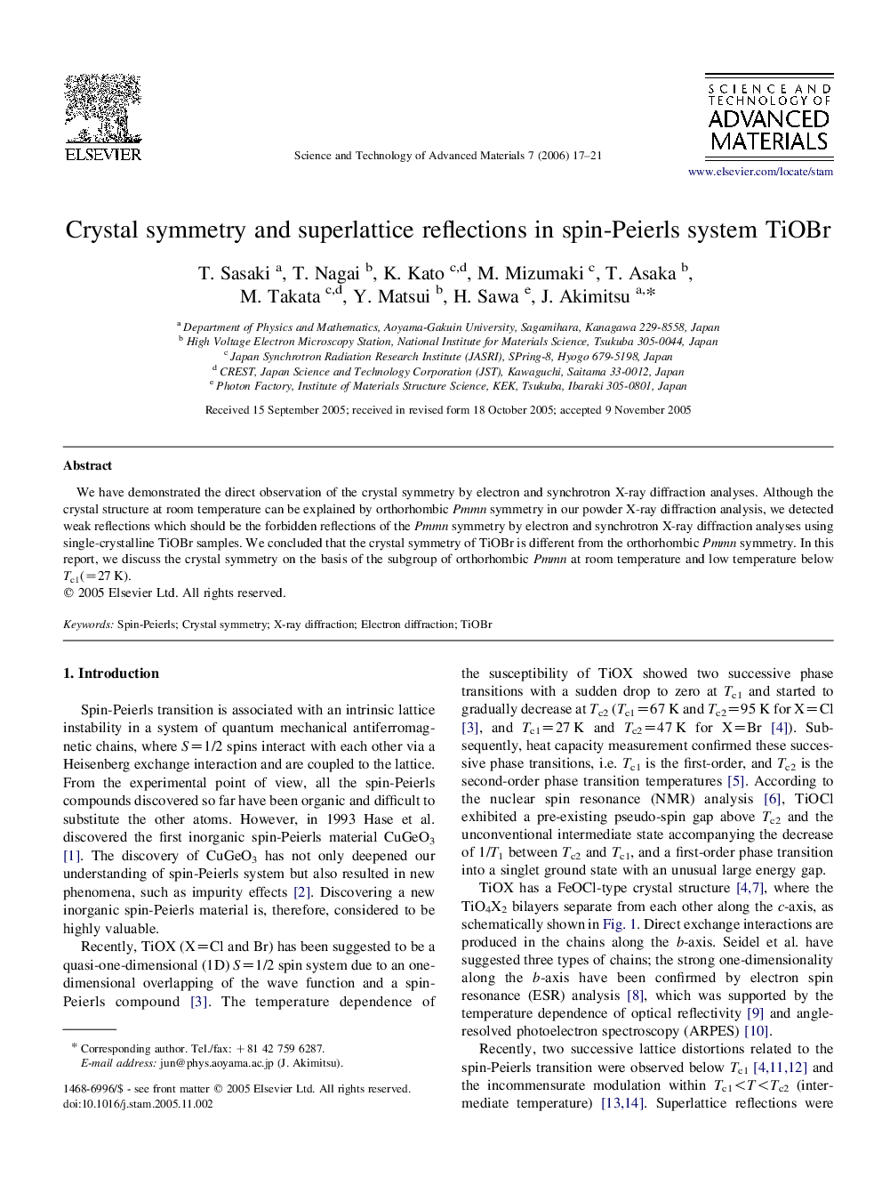 Crystal symmetry and superlattice reflections in spin-Peierls system TiOBr