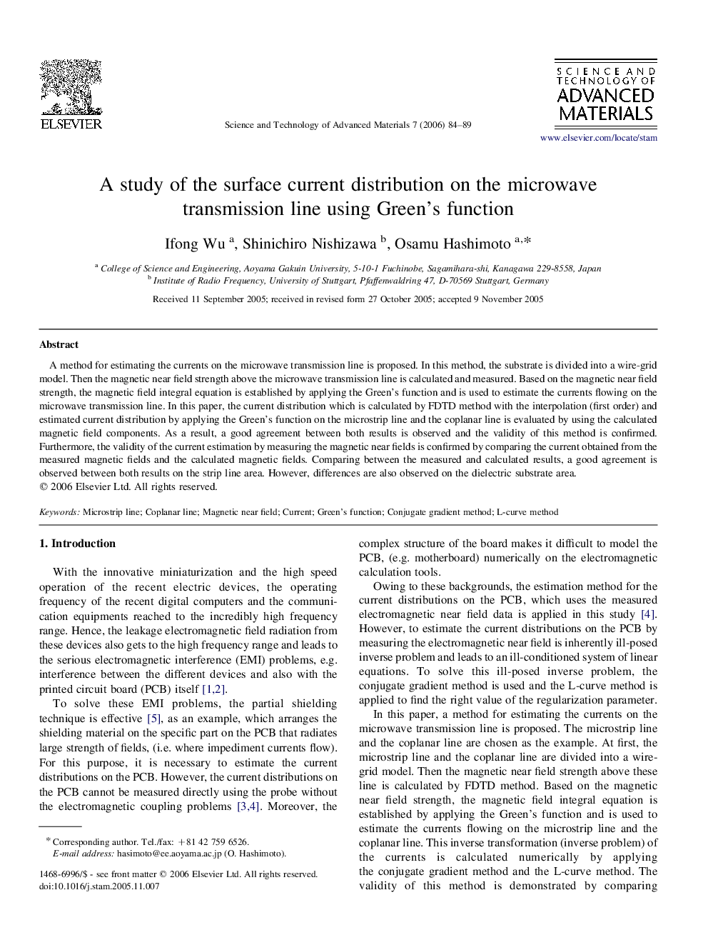 A study of the surface current distribution on the microwave transmission line using Green's function