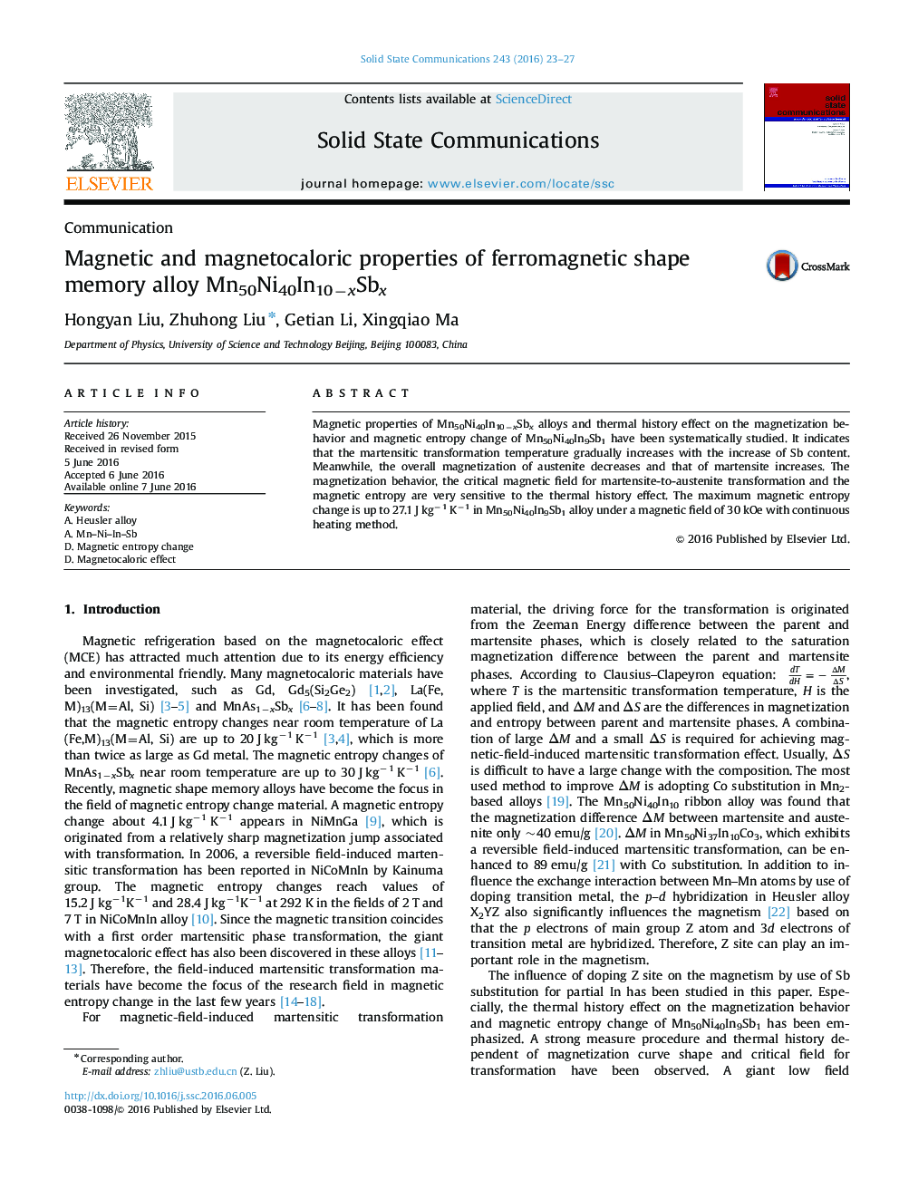 Magnetic and magnetocaloric properties of ferromagnetic shape memory alloy Mn50Ni40In10−xSbx