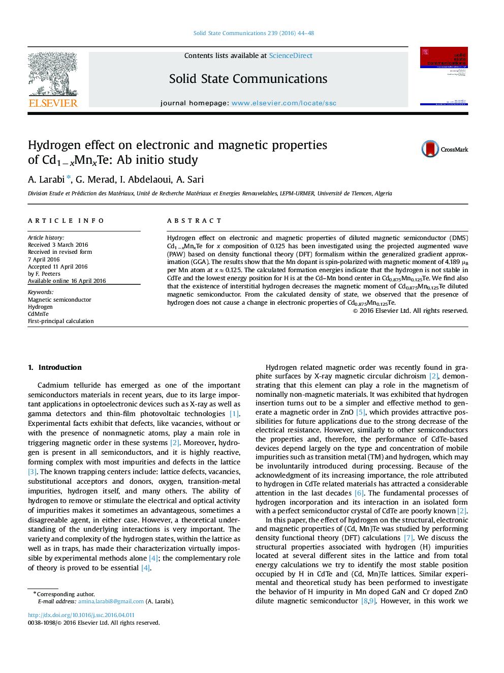 Hydrogen effect on electronic and magnetic properties of Cd1−xMnxTe: Ab initio study