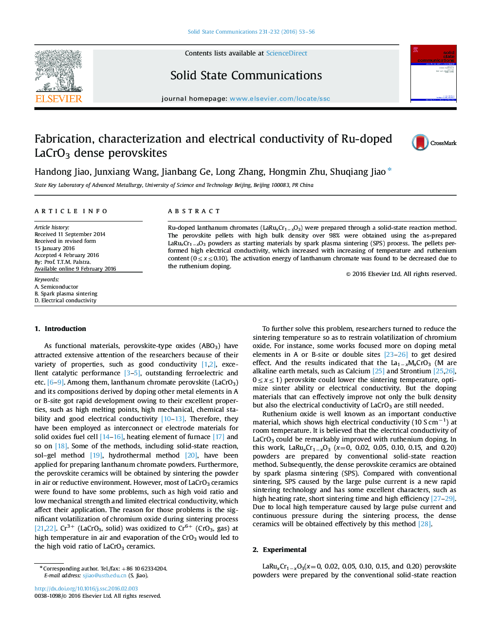 Fabrication, characterization and electrical conductivity of Ru-doped LaCrO3 dense perovskites