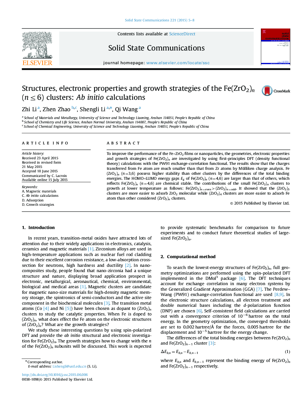 Structures, electronic properties and growth strategies of the Fe(ZrO2)n (n≤6) clusters: Ab initio calculations