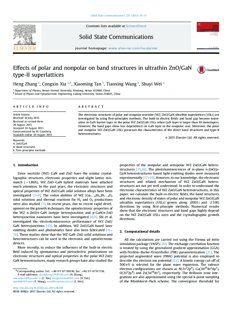 Effects of polar and nonpolar on band structures in ultrathin ZnO/GaN type-II superlattices