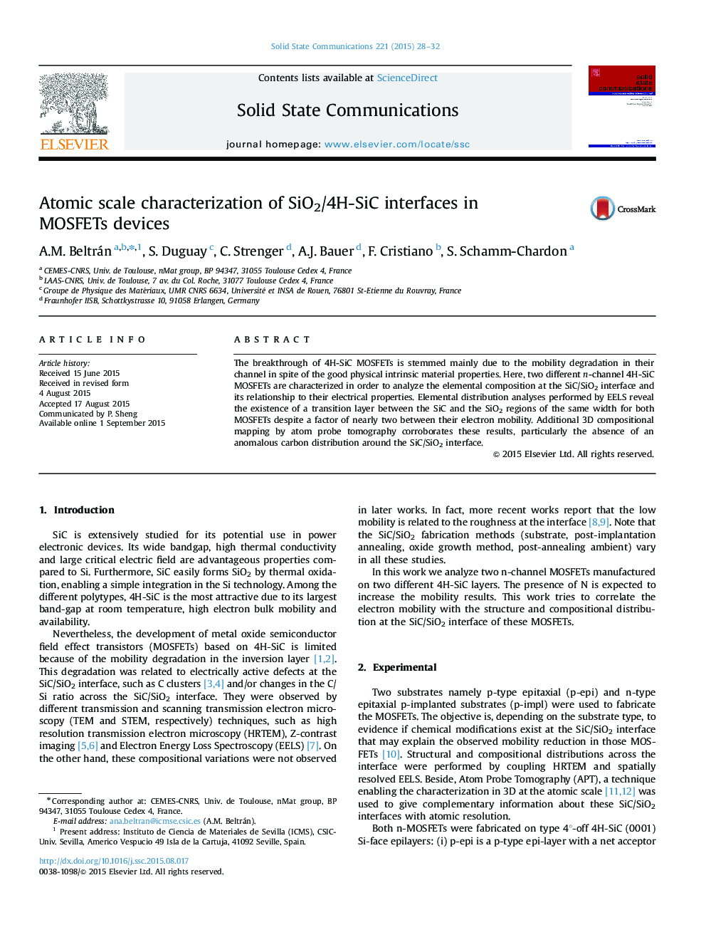 Atomic scale characterization of SiO2/4H-SiC interfaces in MOSFETs devices