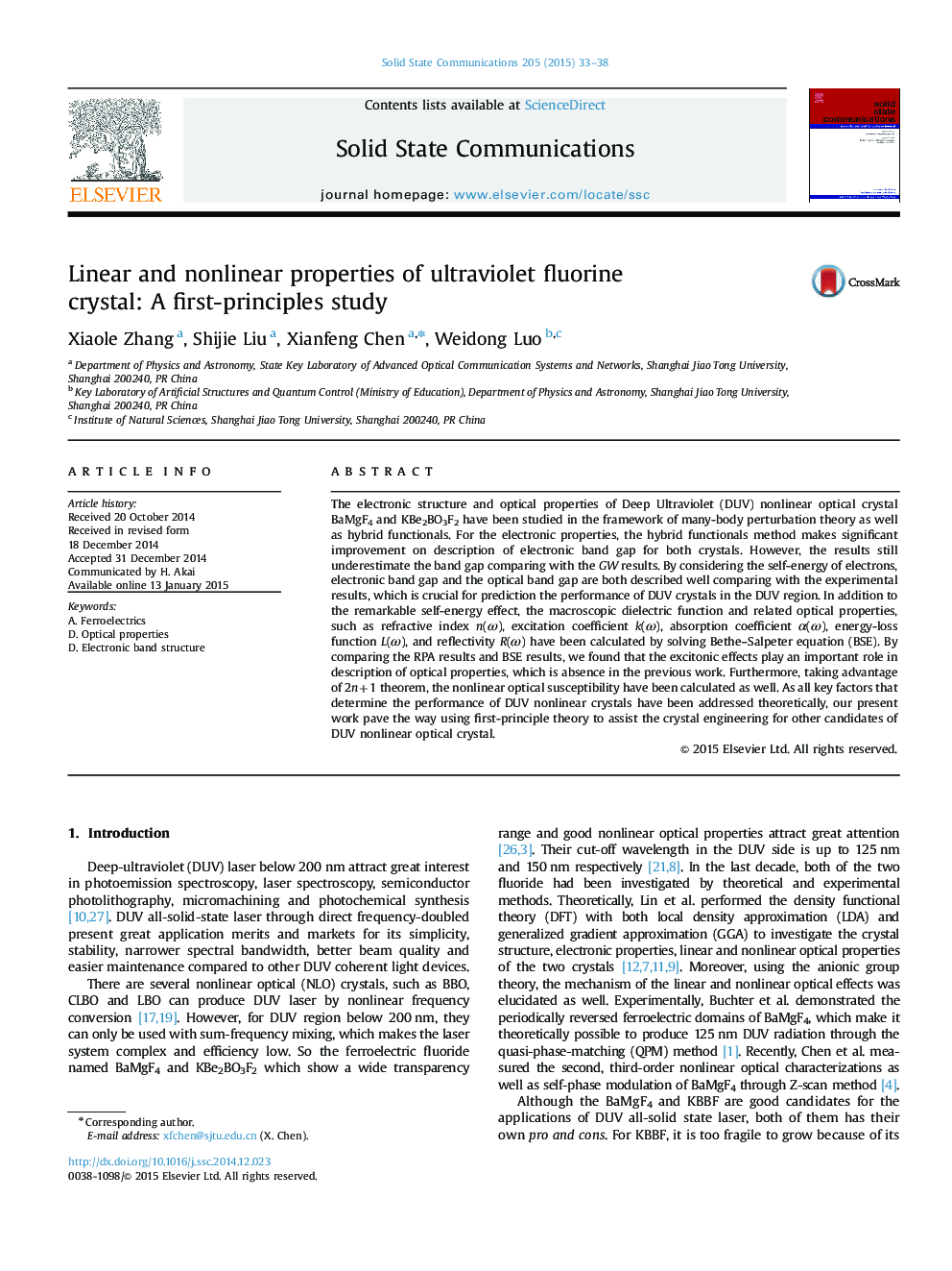 Linear and nonlinear properties of ultraviolet fluorine crystal: A first-principles study