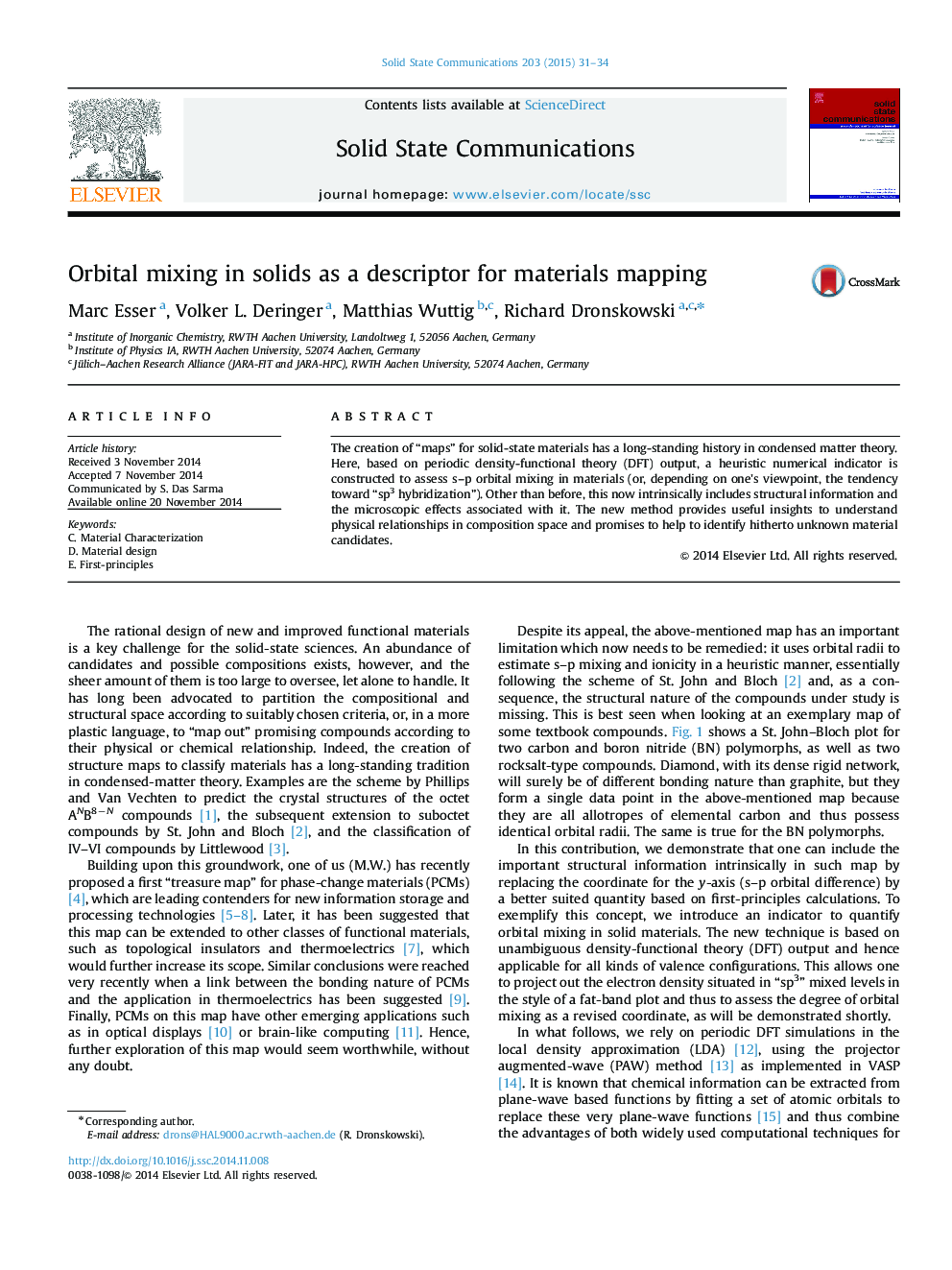 Orbital mixing in solids as a descriptor for materials mapping
