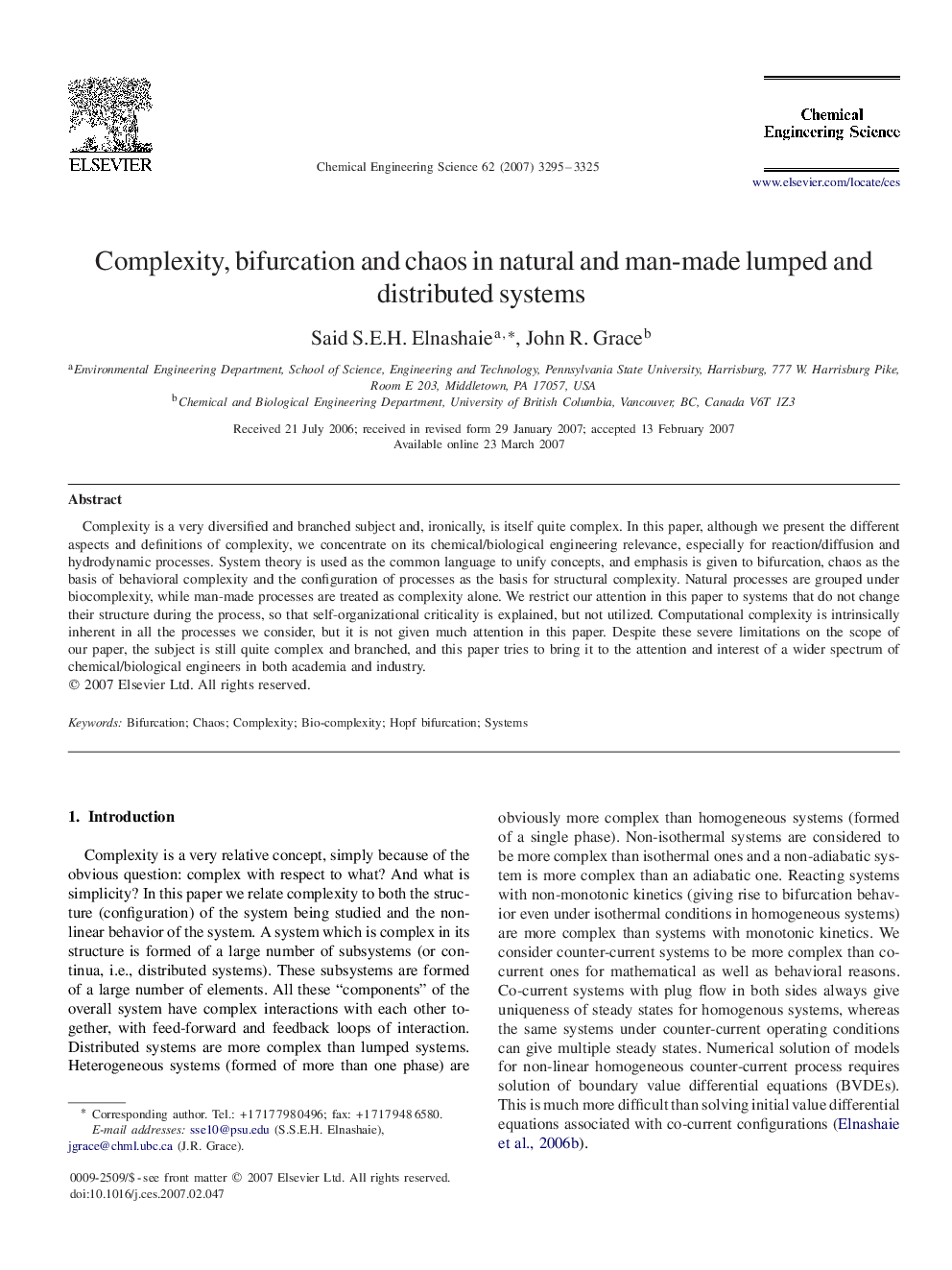 Complexity, bifurcation and chaos in natural and man-made lumped and distributed systems