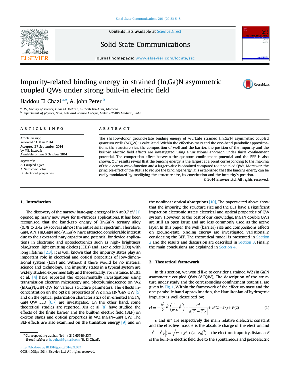 Impurity-related binding energy in strained (In,Ga)N asymmetric coupled QWs under strong built-in electric field