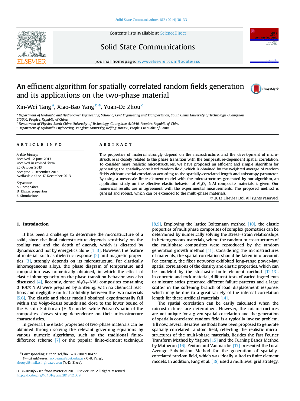 An efficient algorithm for spatially-correlated random fields generation and its applications on the two-phase material