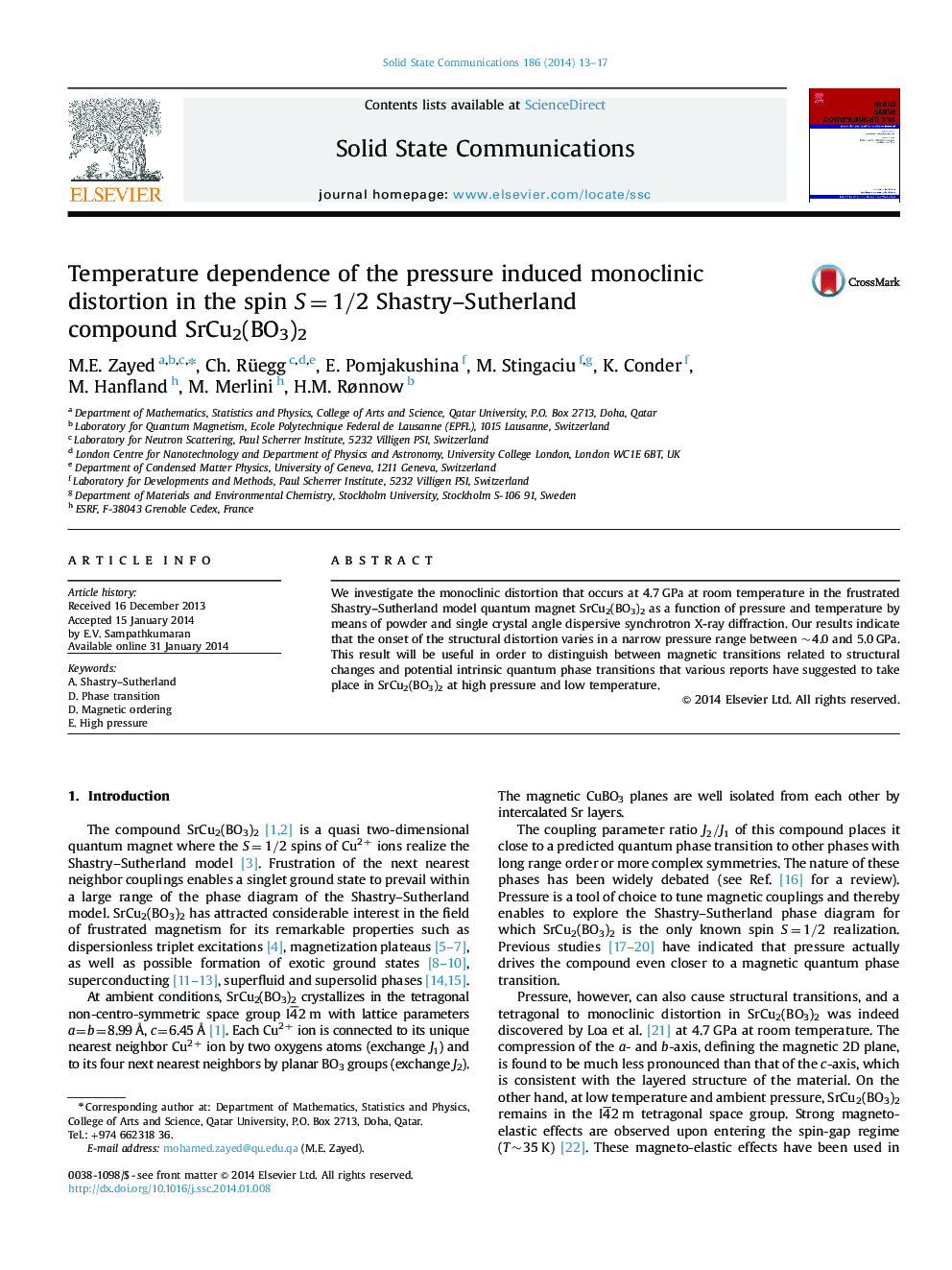 Temperature dependence of the pressure induced monoclinic distortion in the spin S=1/2S=1/2 Shastry–Sutherland compound SrCu2(BO3)2