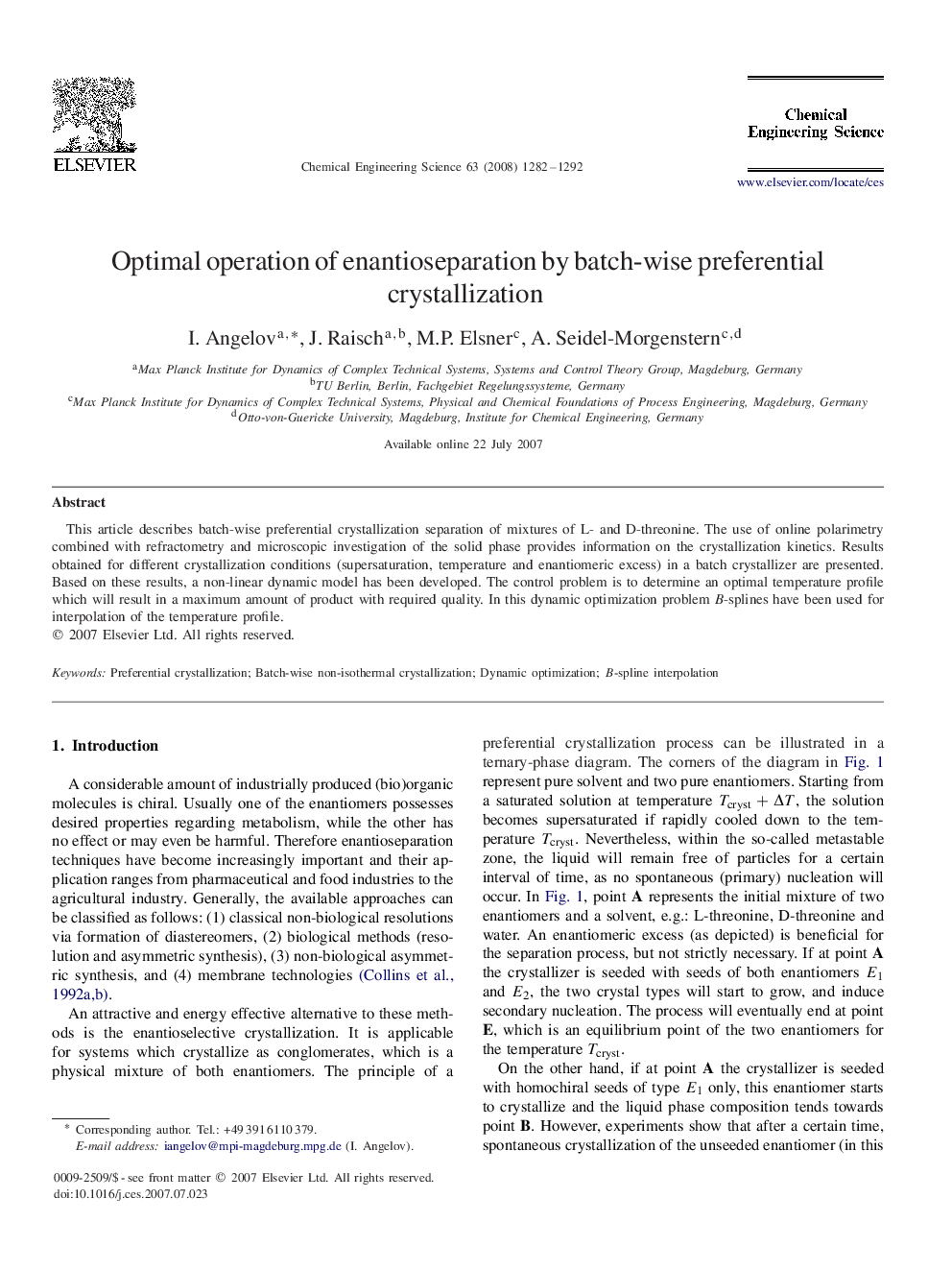 Optimal operation of enantioseparation by batch-wise preferential crystallization