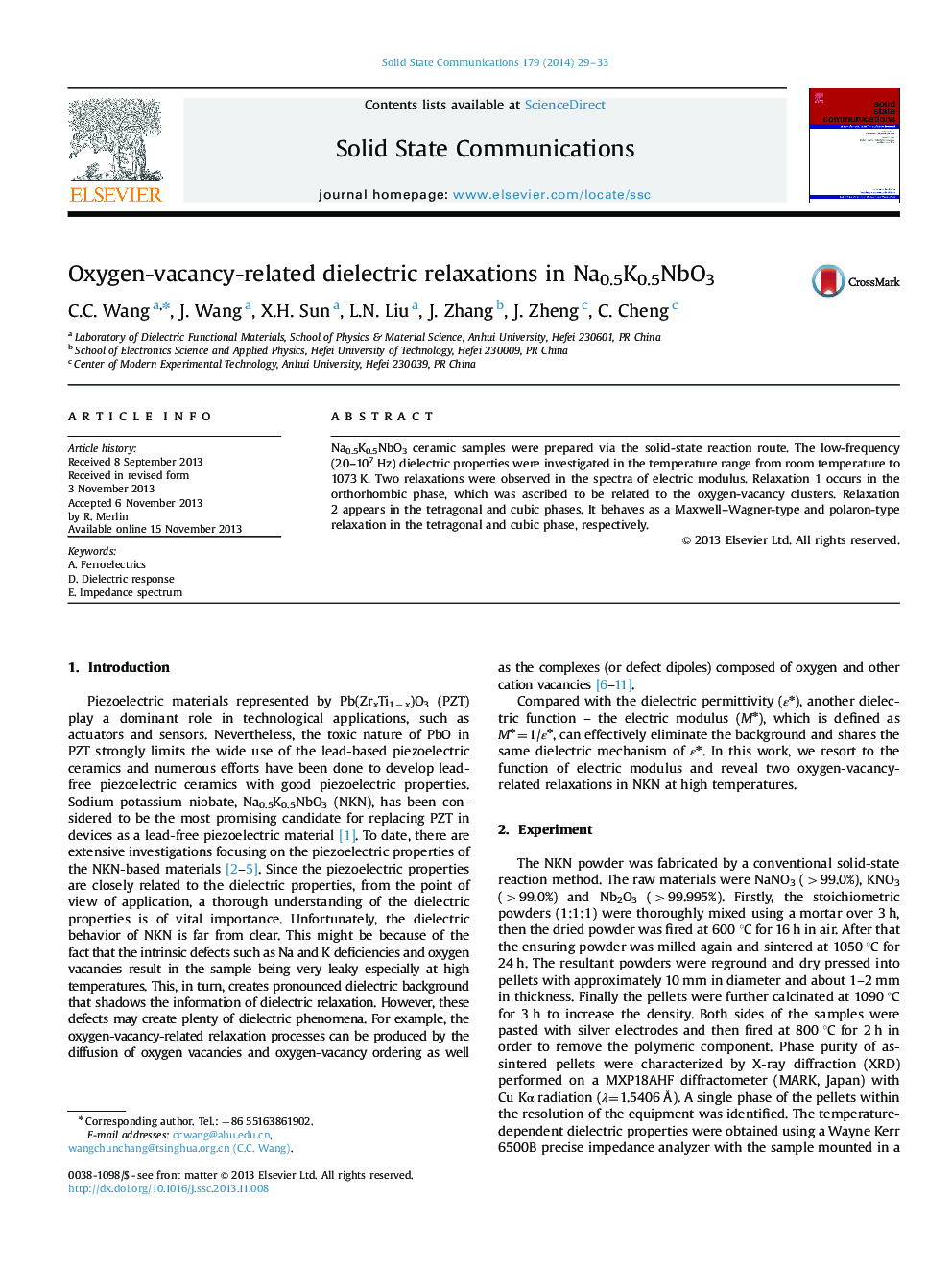 Oxygen-vacancy-related dielectric relaxations in Na0.5K0.5NbO3