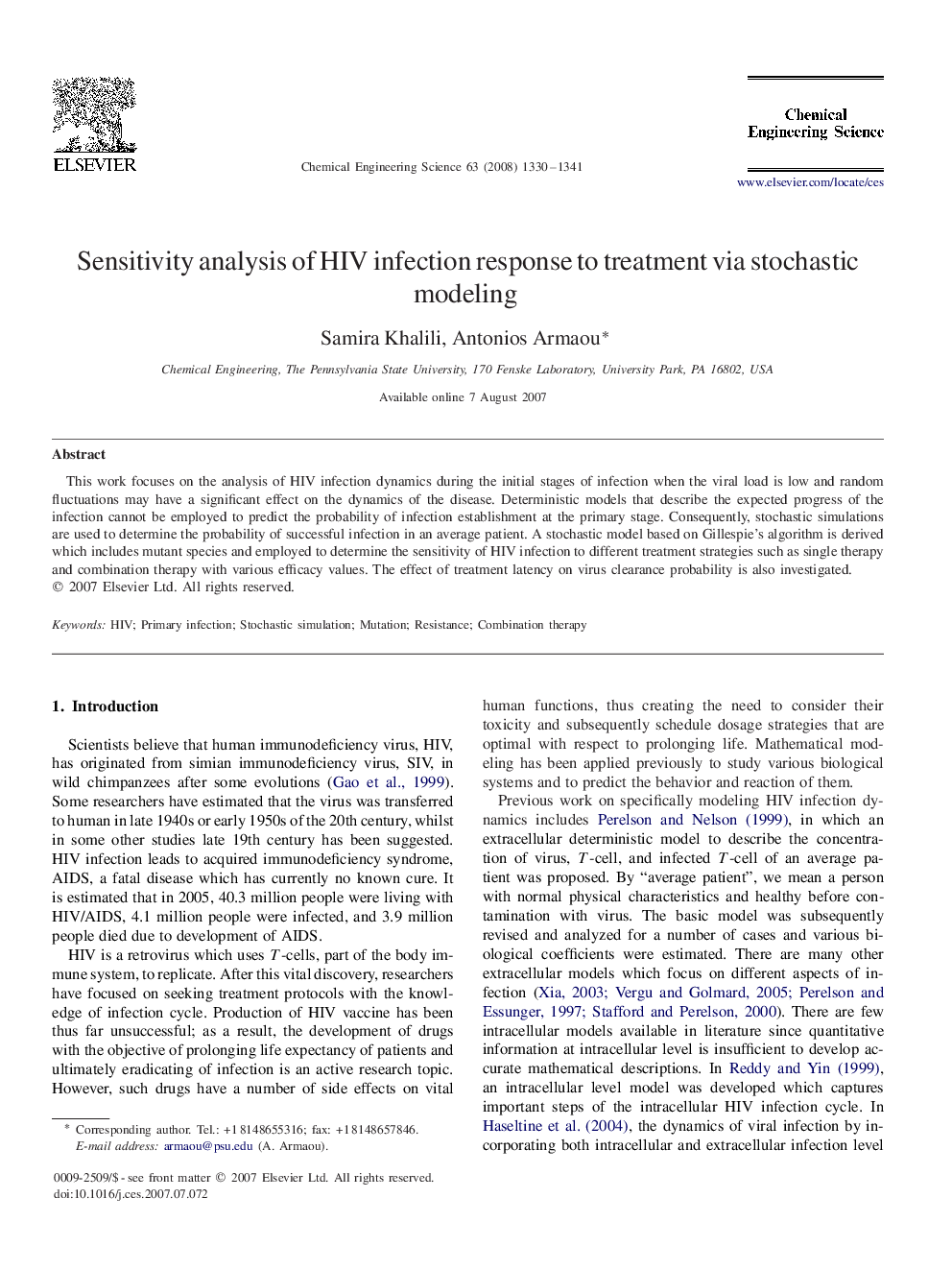 Sensitivity analysis of HIV infection response to treatment via stochastic modeling